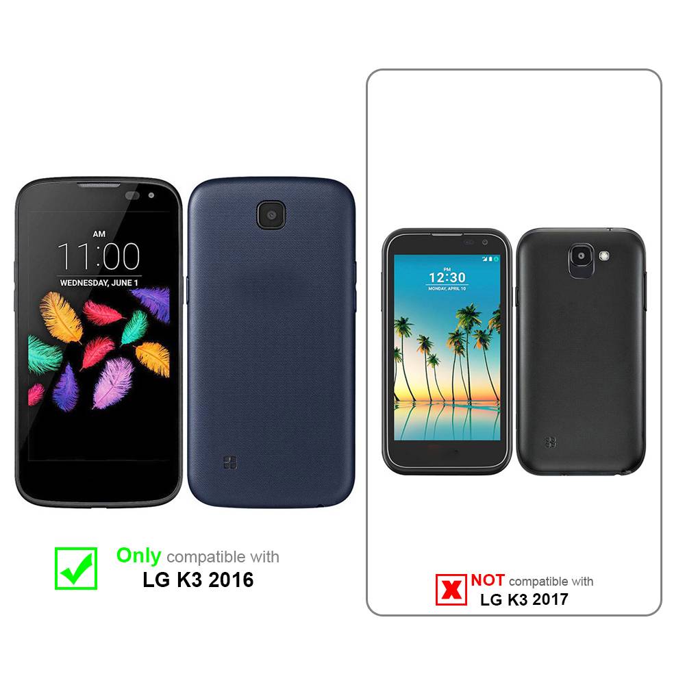 Cadorabo Panzer Folie für LG K3 2016 Schutzfolie in Transparent Gehärtetes Tempered Display-Schutzglas