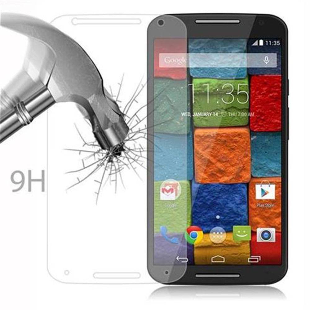 Cadorabo Panzer Folie für Motorola MOTO X2 Schutzfolie in Transparent Gehärtetes Tempered Display-Schutzglas