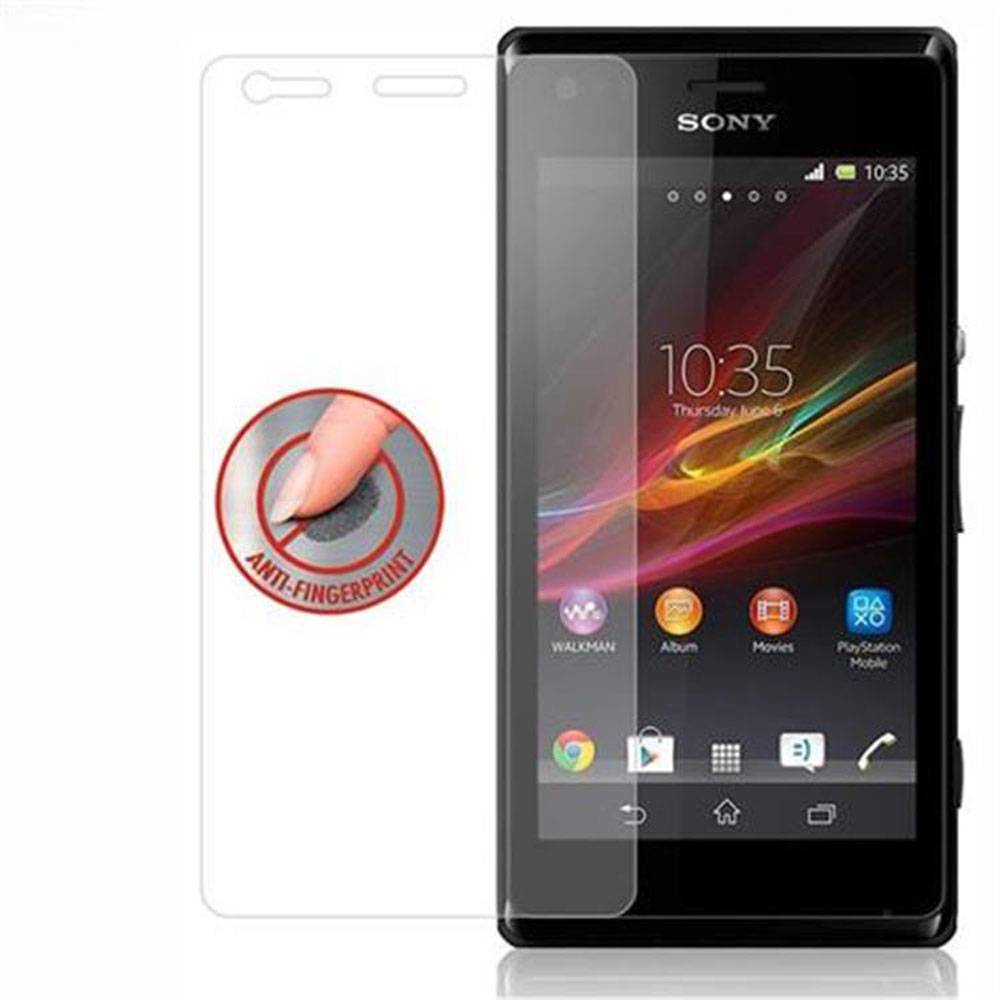 Cadorabo Panzer Folie für Sony Xperia M Schutzfolie in Transparent Gehärtetes Tempered Display-Schutzglas