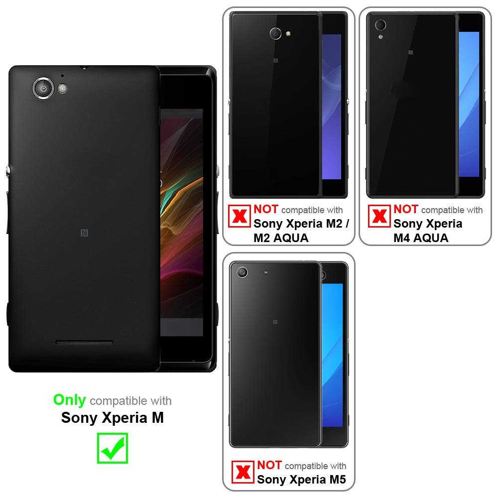 Cadorabo Panzer Folie für Sony Xperia M Schutzfolie in Transparent Gehärtetes Tempered Display-Schutzglas