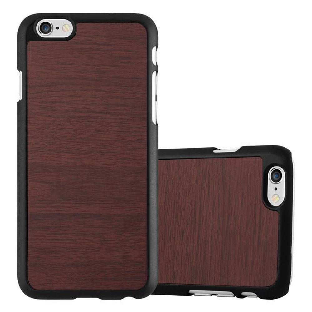 Cadorabo Hülle für Apple iPhone 6 PLUS / 6S PLUS Schutz Hülle in Braun Hard Case Etui Holz Optik Handyhülle