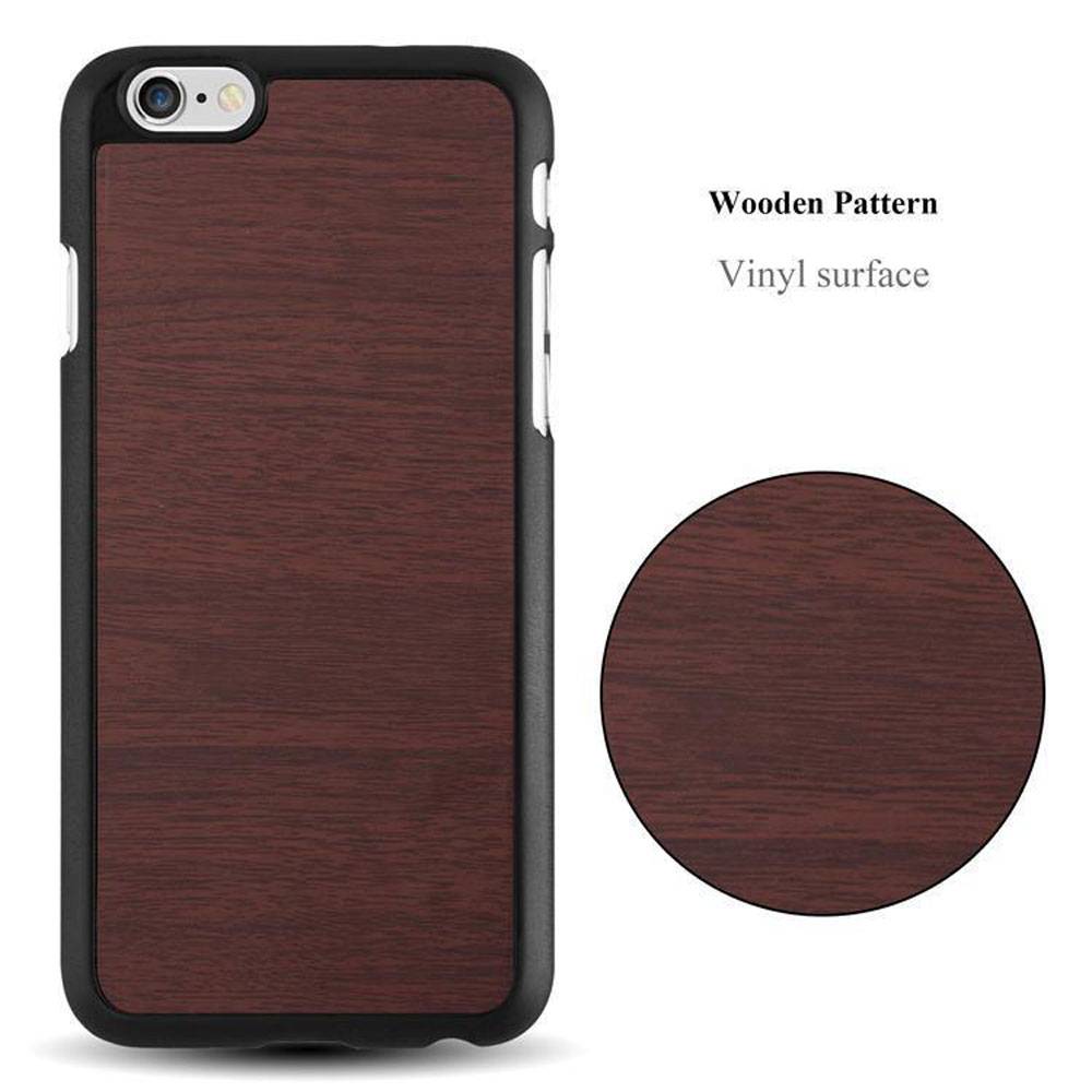 Cadorabo Hülle für Apple iPhone 6 PLUS / 6S PLUS Schutz Hülle in Braun Hard Case Etui Holz Optik Handyhülle