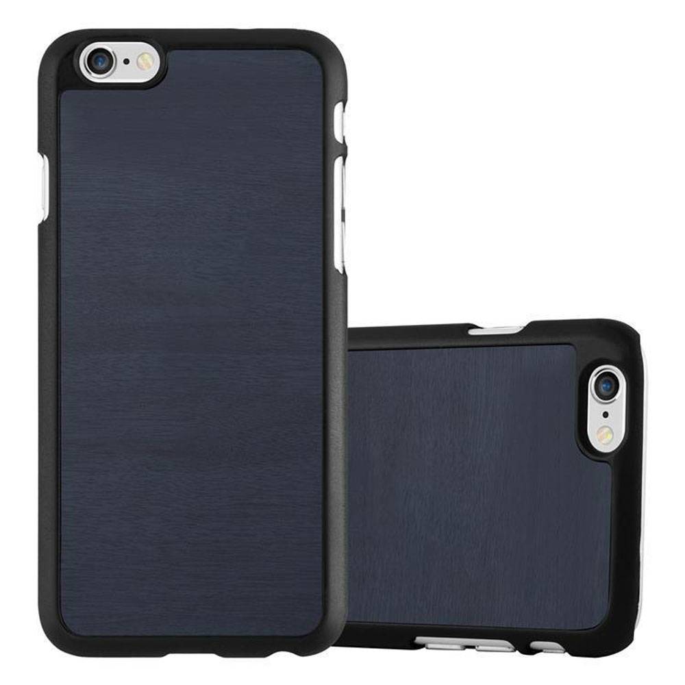 Cadorabo Hülle für Apple iPhone 6 PLUS / 6S PLUS Schutz Hülle in Blau Hard Case Etui Holz Optik Handyhülle