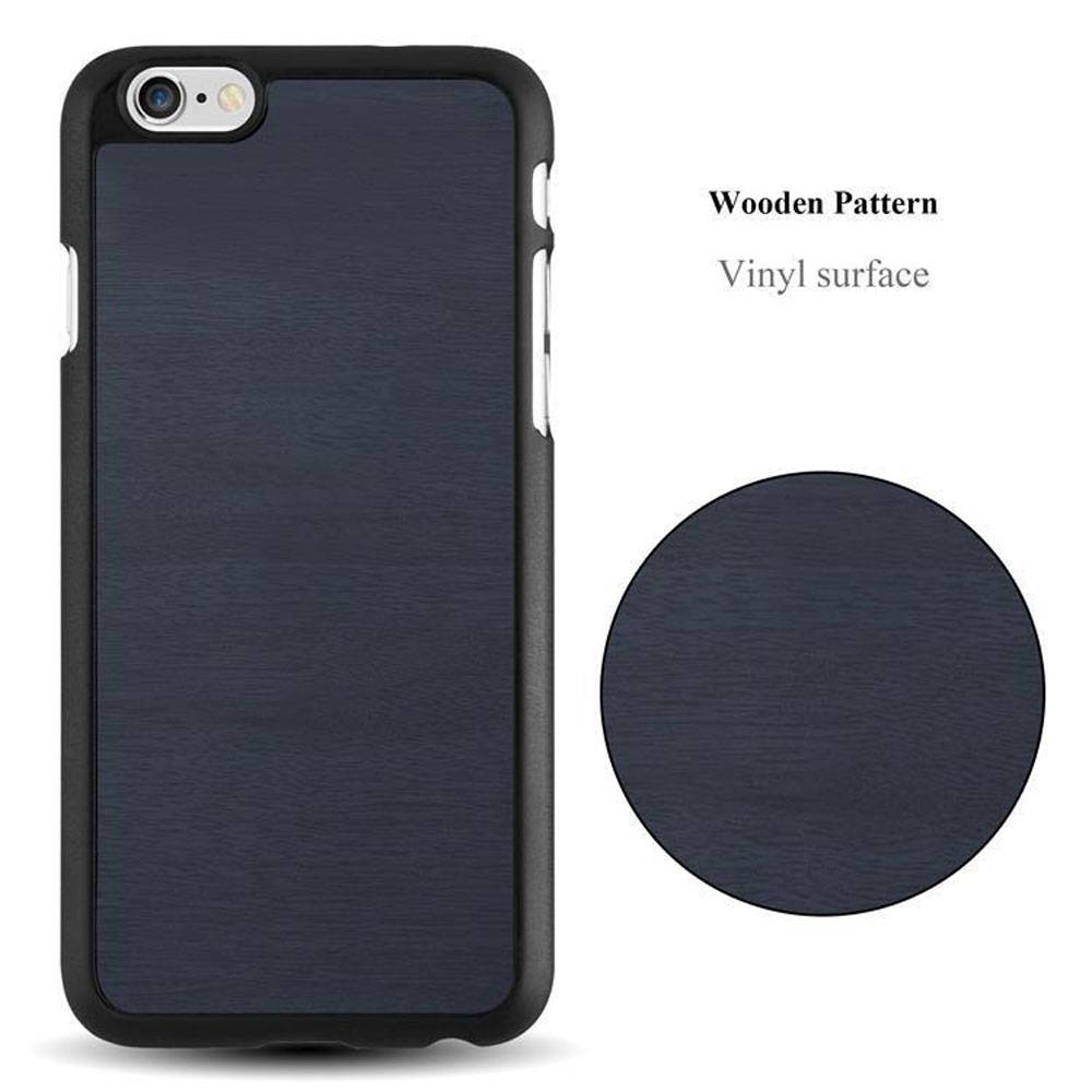 Cadorabo Hülle für Apple iPhone 6 PLUS / 6S PLUS Schutz Hülle in Blau Hard Case Etui Holz Optik Handyhülle