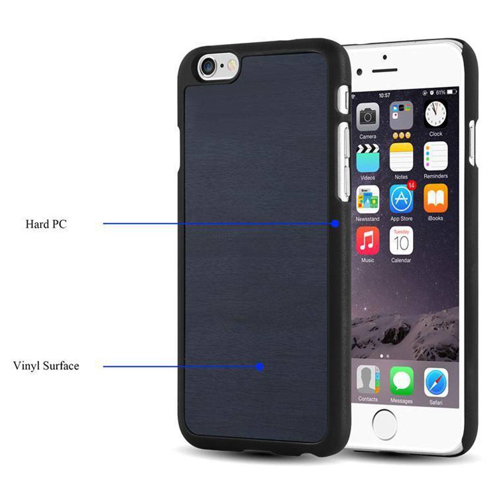 Cadorabo Hülle für Apple iPhone 6 PLUS / 6S PLUS Schutz Hülle in Blau Hard Case Etui Holz Optik Handyhülle