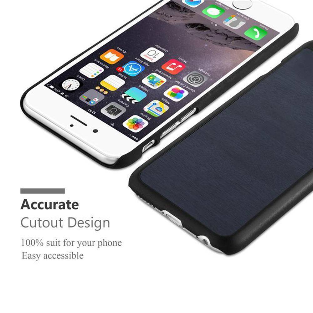 Cadorabo Hülle für Apple iPhone 6 PLUS / 6S PLUS Schutz Hülle in Blau Hard Case Etui Holz Optik Handyhülle