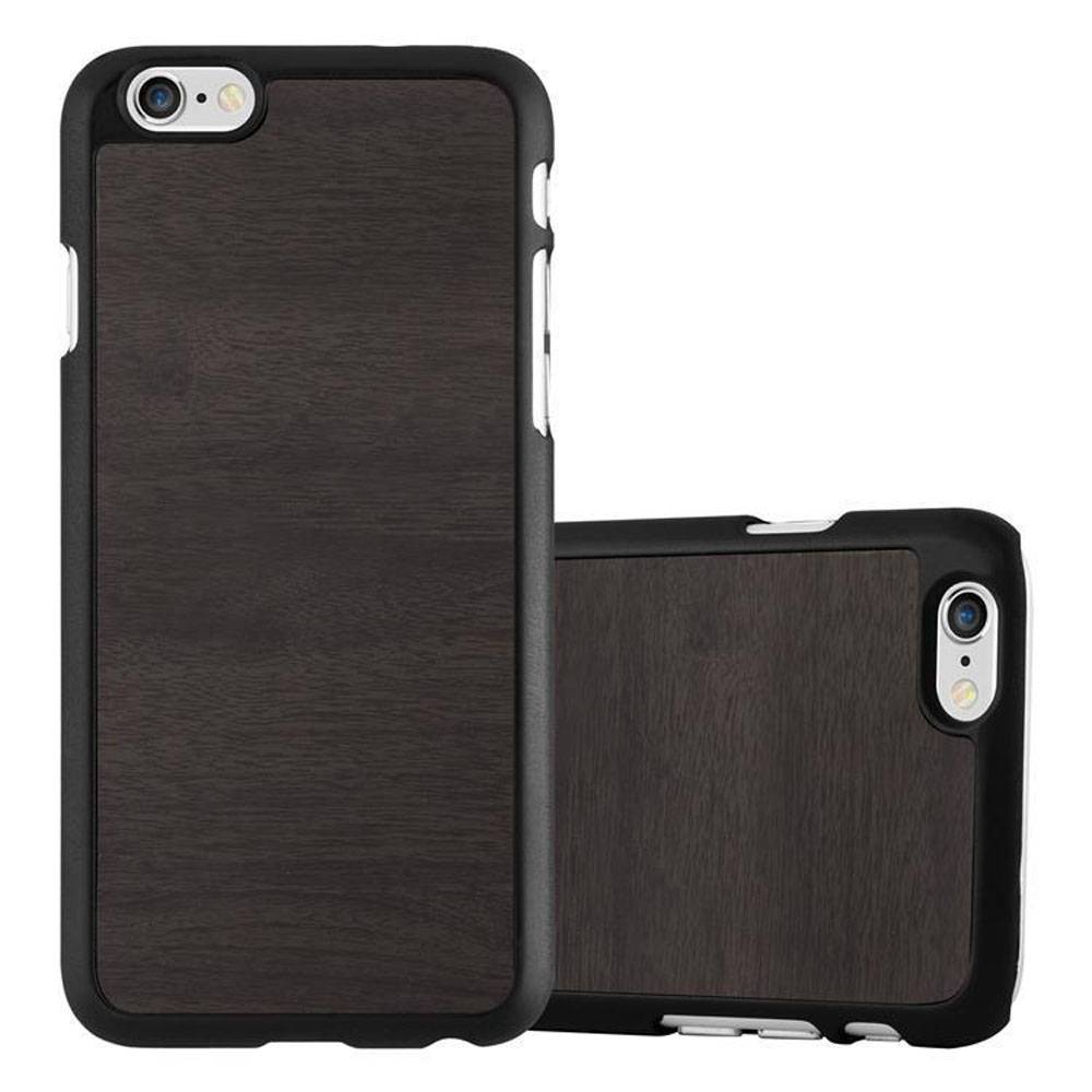 Cadorabo Hülle für Apple iPhone 6 PLUS / 6S PLUS Schutz Hülle in Schwarz Hard Case Etui Holz Optik Handyhülle