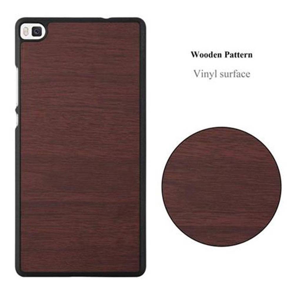Cadorabo Hülle für Huawei P8 Schutz Hülle in Braun Hard Case Etui Holz Optik Handyhülle