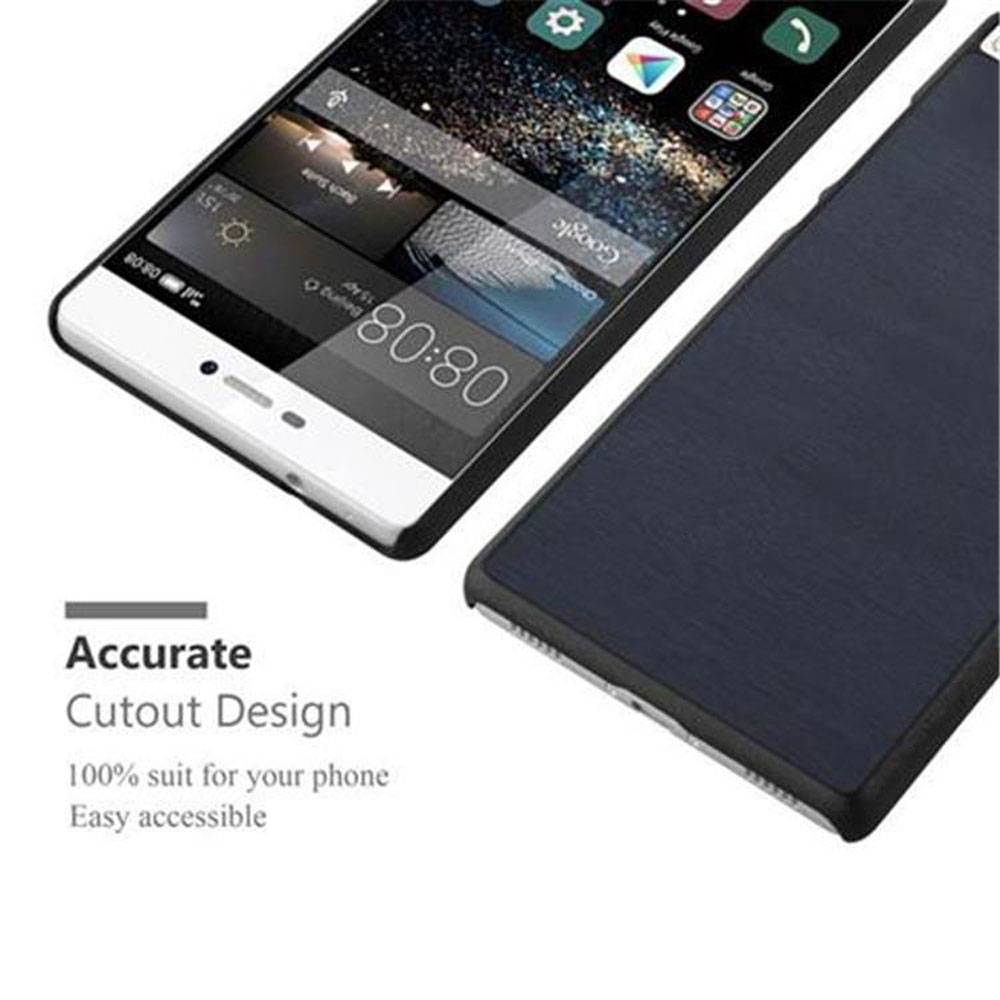 Cadorabo Hülle für Huawei P8 Schutz Hülle in Blau Hard Case Etui Holz Optik Handyhülle