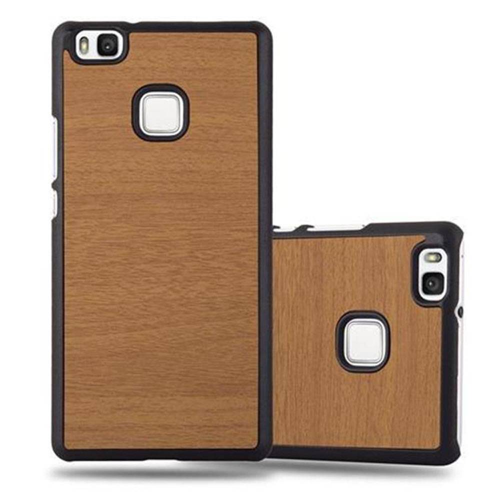Cadorabo Hülle für Huawei P9 LITE 2016 / G9 LITE Schutz Hülle in Braun Hard Case Etui Holz Optik Handyhülle