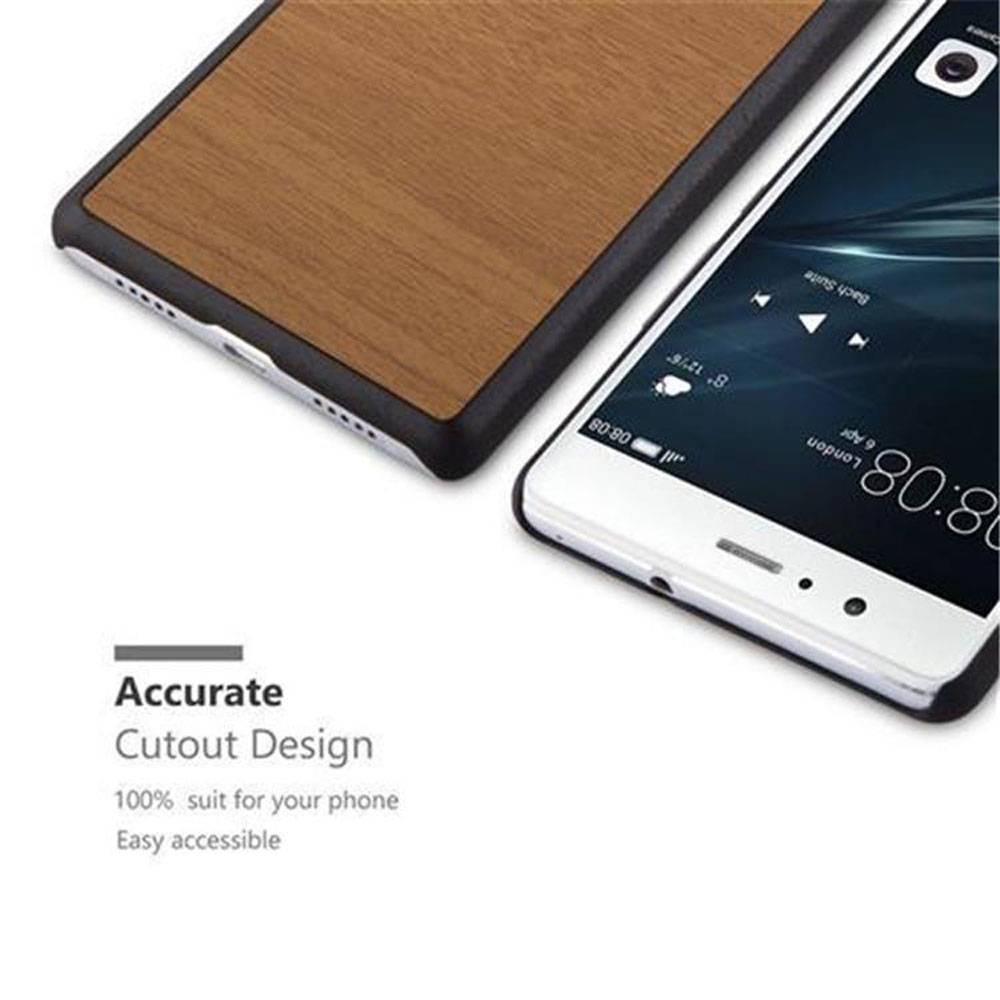 Cadorabo Hülle für Huawei P9 LITE 2016 / G9 LITE Schutz Hülle in Braun Hard Case Etui Holz Optik Handyhülle