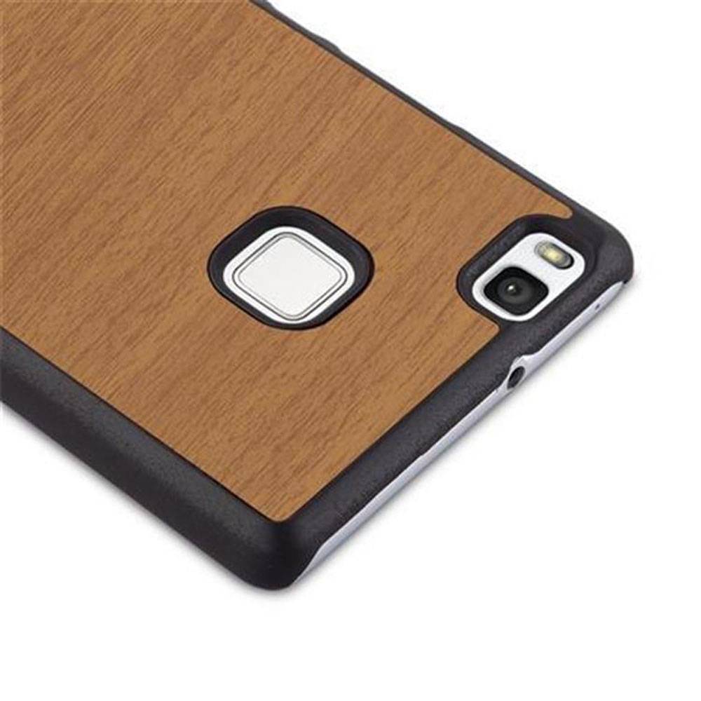 Cadorabo Hülle für Huawei P9 LITE 2016 / G9 LITE Schutz Hülle in Braun Hard Case Etui Holz Optik Handyhülle