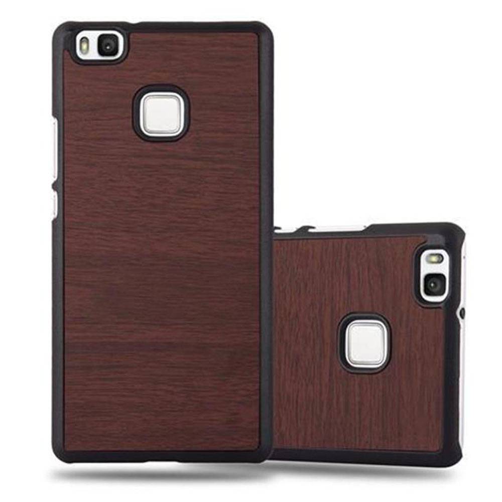 Cadorabo Hülle für Huawei P9 LITE 2016 / G9 LITE Schutz Hülle in Braun Hard Case Etui Holz Optik Handyhülle