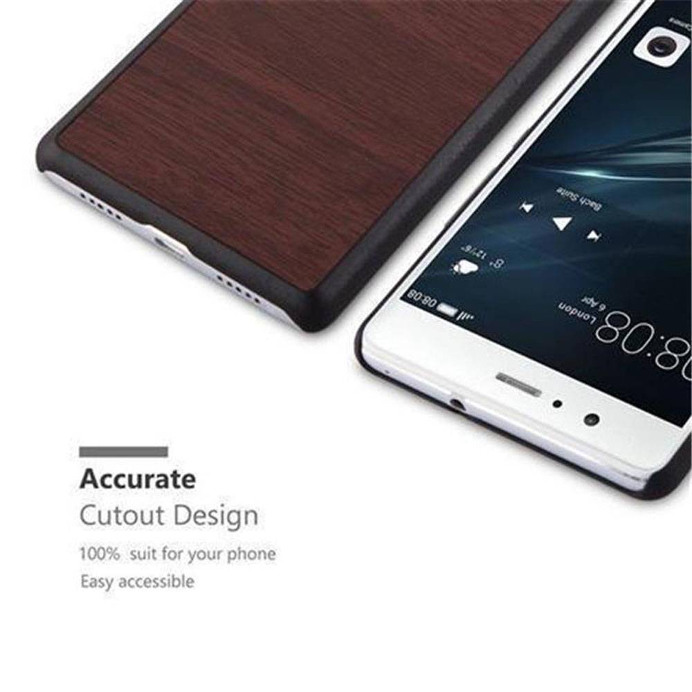Cadorabo Hülle für Huawei P9 LITE 2016 / G9 LITE Schutz Hülle in Braun Hard Case Etui Holz Optik Handyhülle