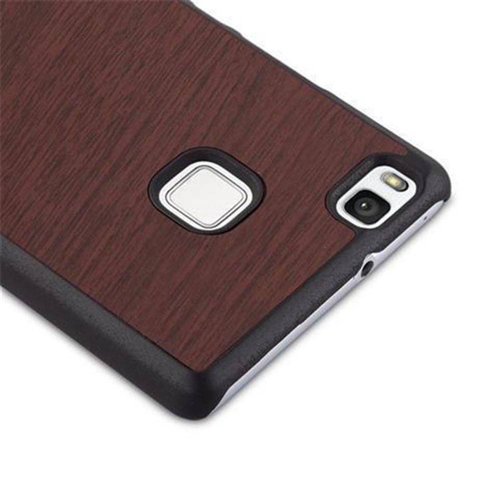 Cadorabo Hülle für Huawei P9 LITE 2016 / G9 LITE Schutz Hülle in Braun Hard Case Etui Holz Optik Handyhülle