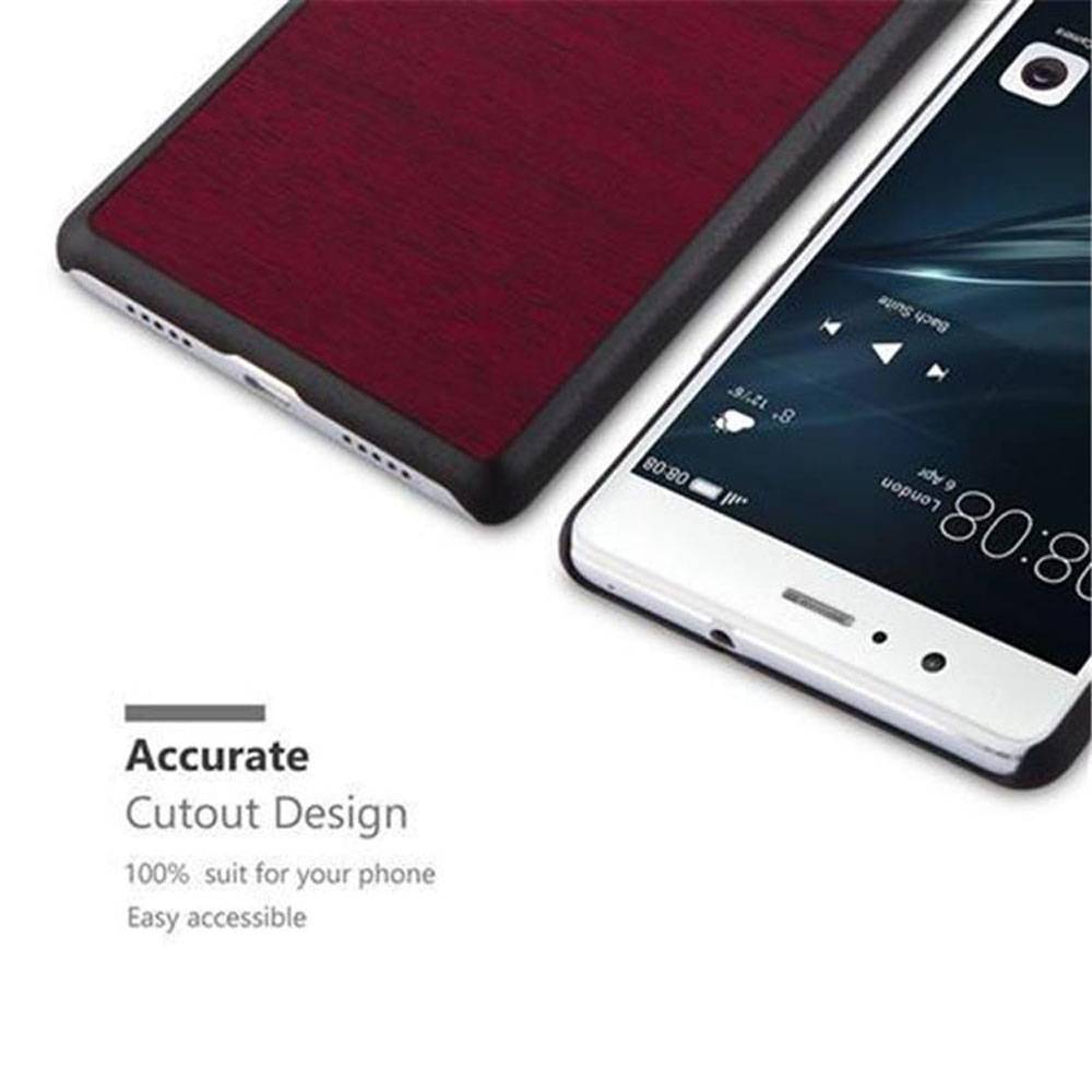 Cadorabo Hülle für Huawei P9 LITE 2016 / G9 LITE Schutz Hülle in Rot Hard Case Etui Holz Optik Handyhülle