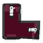 Cadorabo Hülle für LG G2 Schutz Hülle in Rot Hard Case Etui Holz Optik Handyhülle