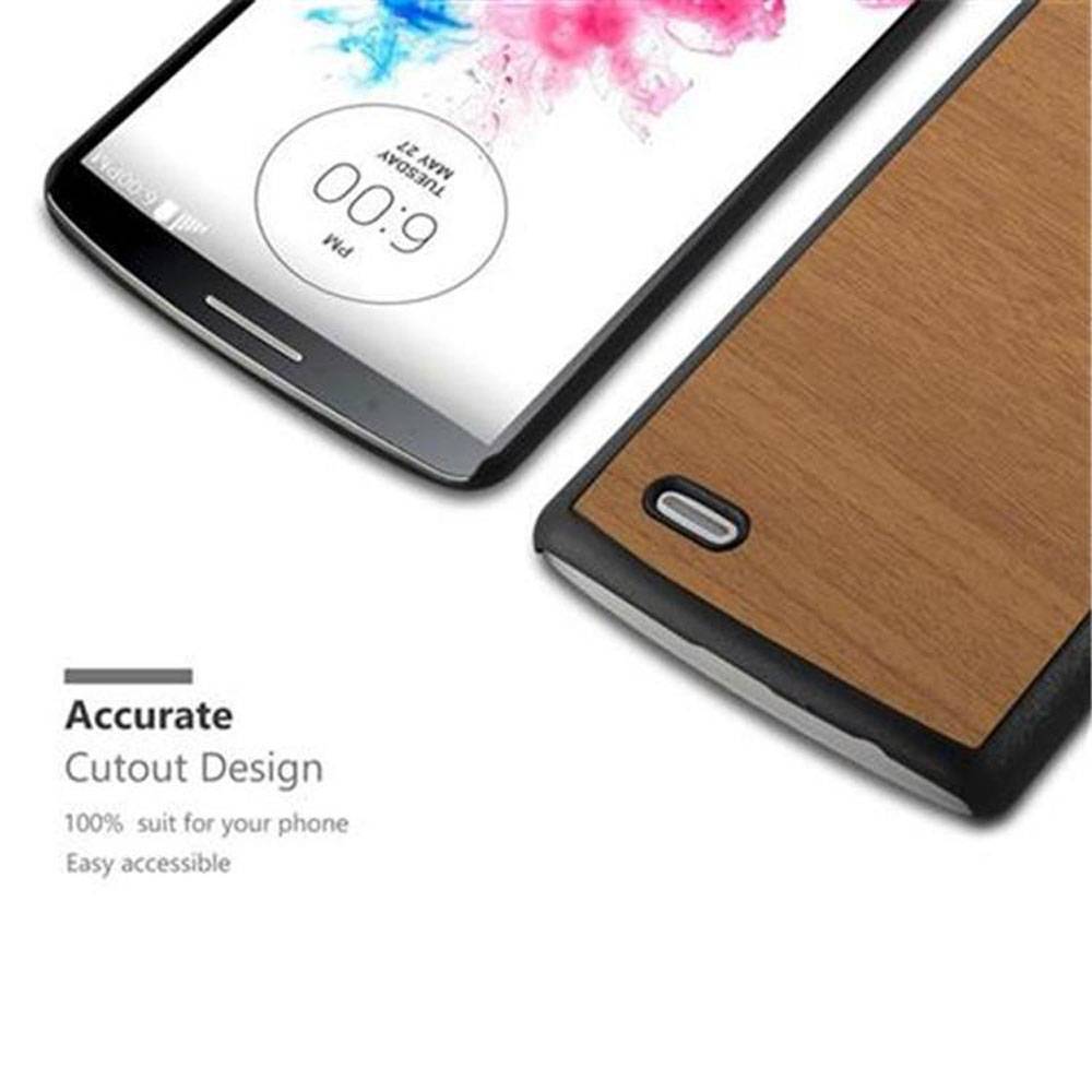 Cadorabo Hülle für LG G3 Schutz Hülle in Braun Hard Case Etui Holz Optik Handyhülle