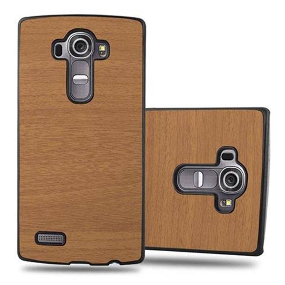 Cadorabo Hülle für LG G4 / G4 PLUS Schutz Hülle in Braun Hard Case Etui Holz Optik Handyhülle