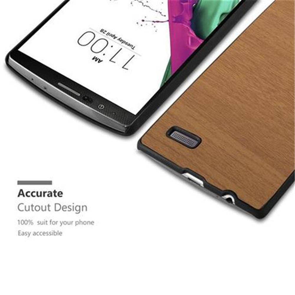 Cadorabo Hülle für LG G4 / G4 PLUS Schutz Hülle in Braun Hard Case Etui Holz Optik Handyhülle