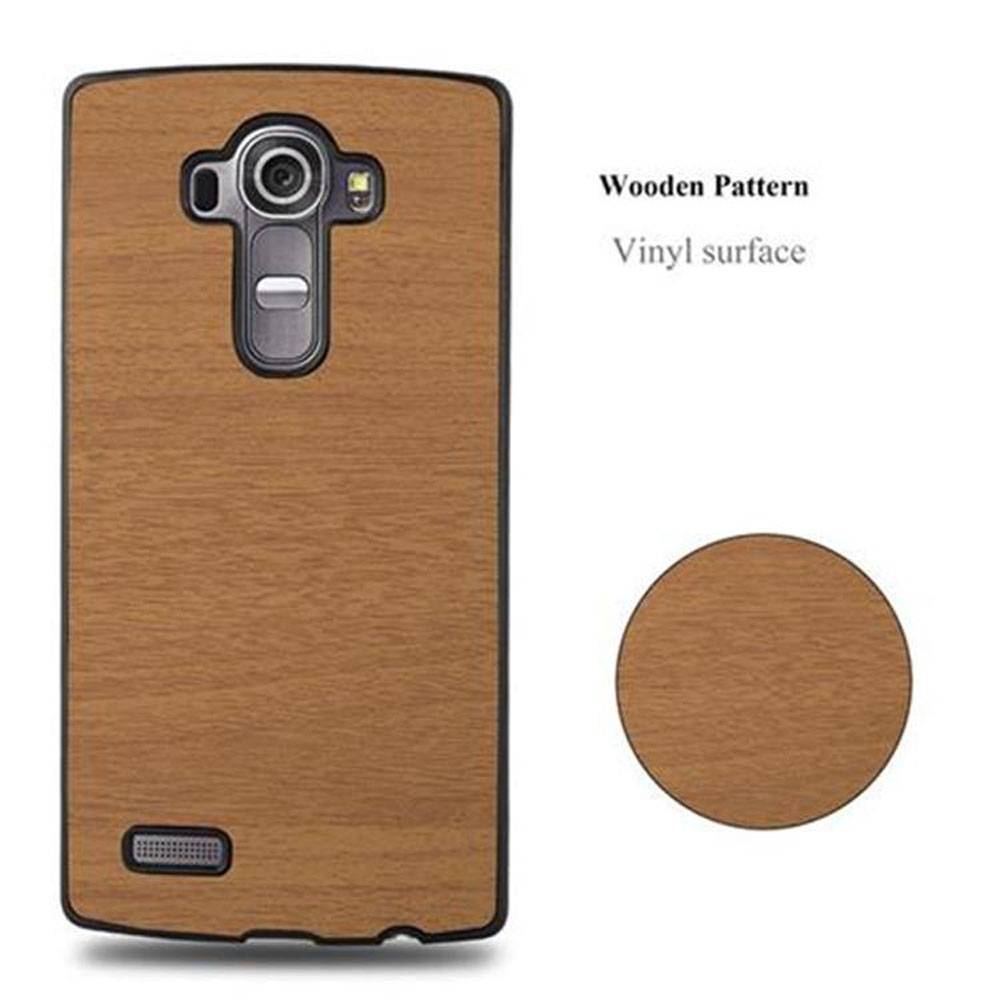 Cadorabo Hülle für LG G4 / G4 PLUS Schutz Hülle in Braun Hard Case Etui Holz Optik Handyhülle