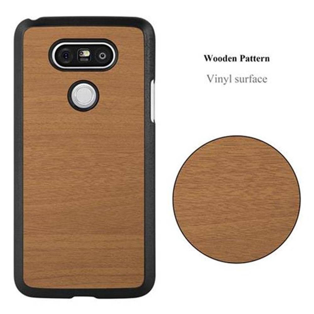 Cadorabo Hülle für LG G5 Schutz Hülle in Braun Hard Case Etui Holz Optik Handyhülle
