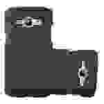 Cadorabo Hülle für Samsung Galaxy J1 2015 Schutz Hülle in Blau Hard Case Etui Holz Optik Handyhülle