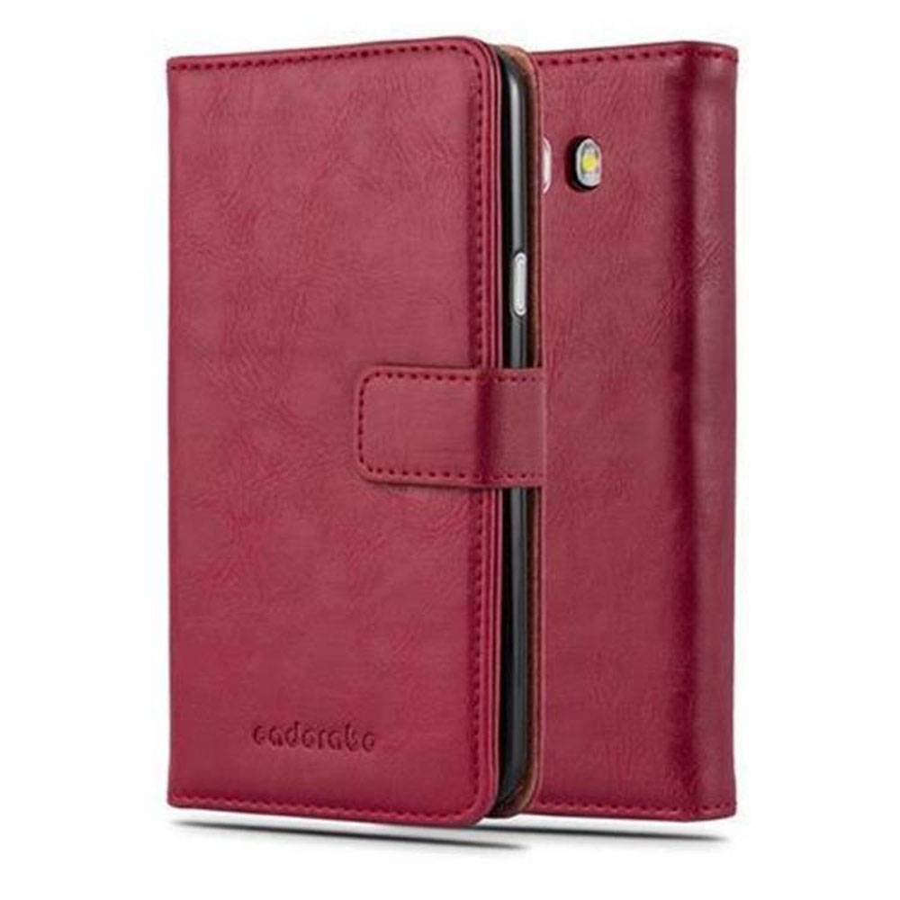 Cadorabo Hülle für Samsung Galaxy J7 2016 Schutzhülle in Rot Handyhülle Book Tasche Case Etui Luxury