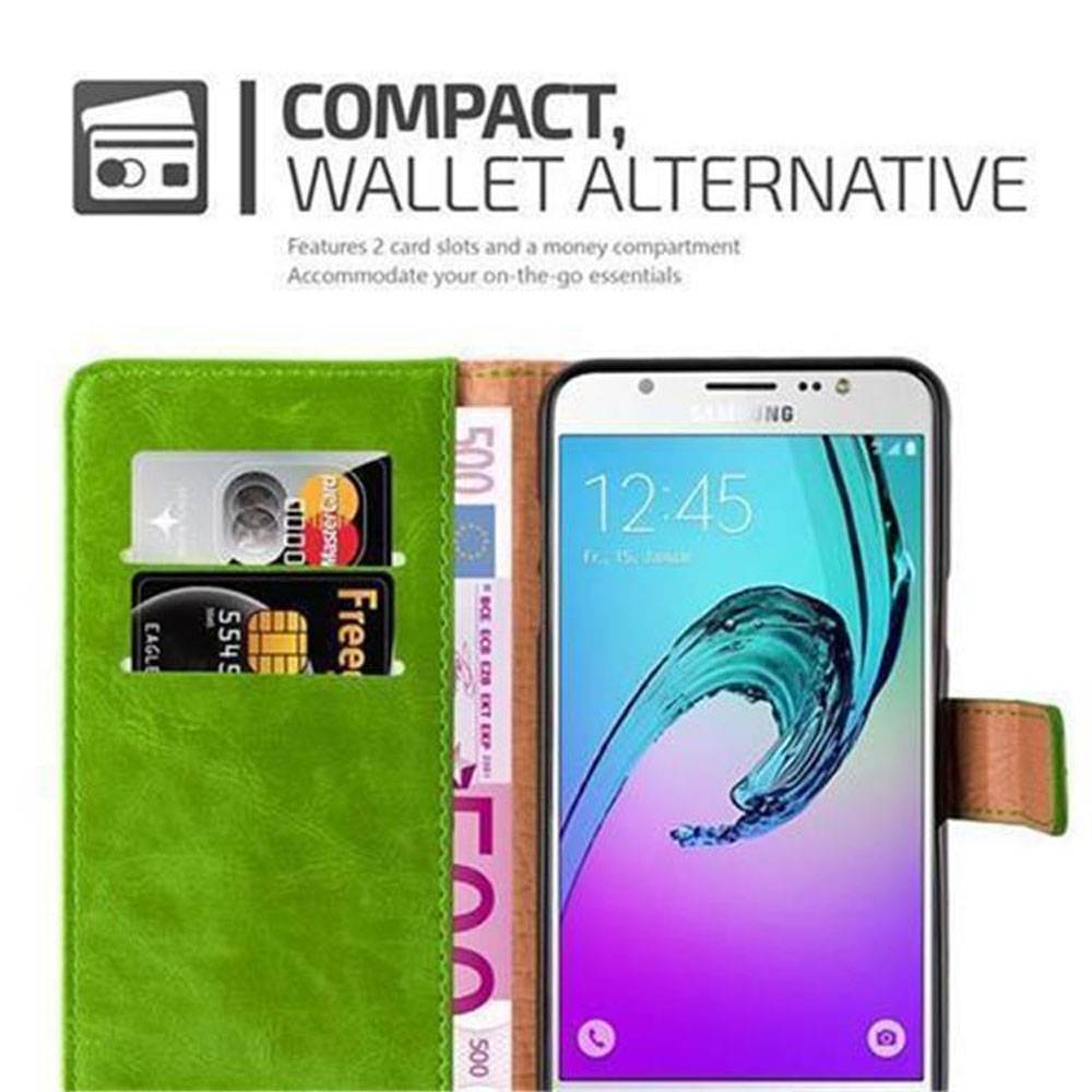 Cadorabo Hülle für Samsung Galaxy J7 2016 Schutzhülle in Grün Handyhülle Book Tasche Case Etui Luxury
