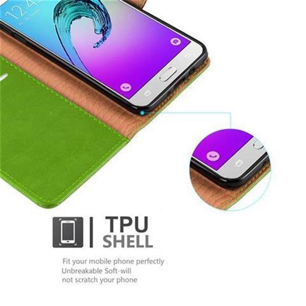 Cadorabo Hülle für Samsung Galaxy J7 2016 Schutzhülle in Grün Handyhülle Book Tasche Case Etui Luxury
