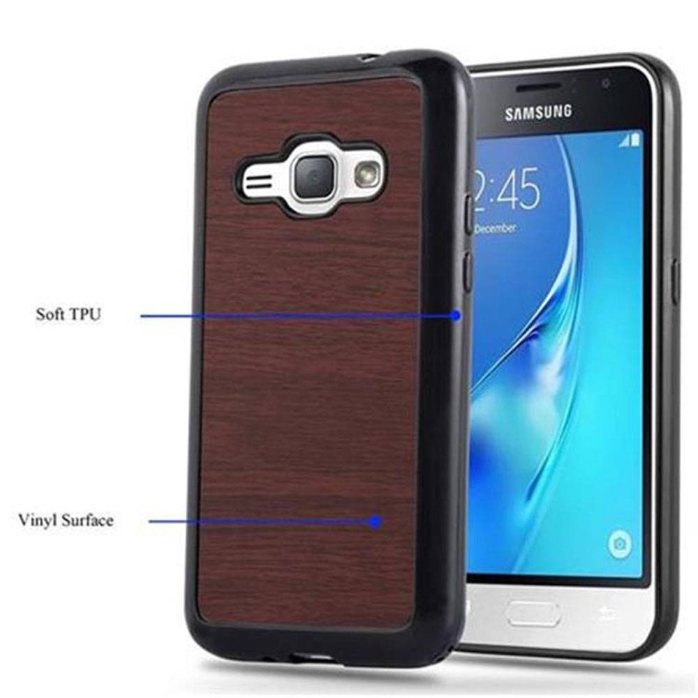 Cadorabo Handyhülle für Samsung Galaxy J1 2016 in Braun Schutzhülle Hülle Etui Case Cover TPU Silikon