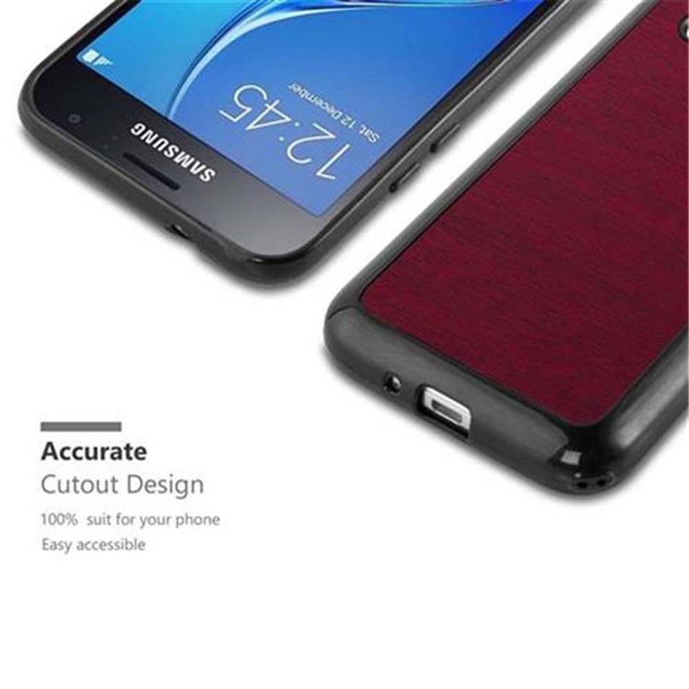 Cadorabo Handyhülle für Samsung Galaxy J1 2016 in Rot Schutzhülle Hülle Etui Case Cover TPU Silikon