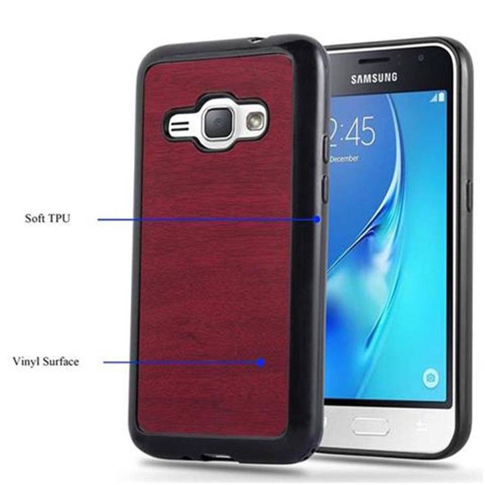 Cadorabo Handyhülle für Samsung Galaxy J1 2016 in Rot Schutzhülle Hülle Etui Case Cover TPU Silikon