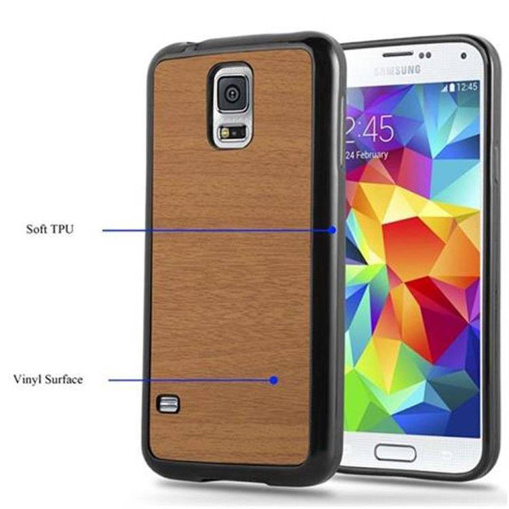 Cadorabo Handyhülle für Samsung Galaxy S5 / S5 NEO in Braun Schutzhülle Hülle Etui Case Cover TPU Silikon