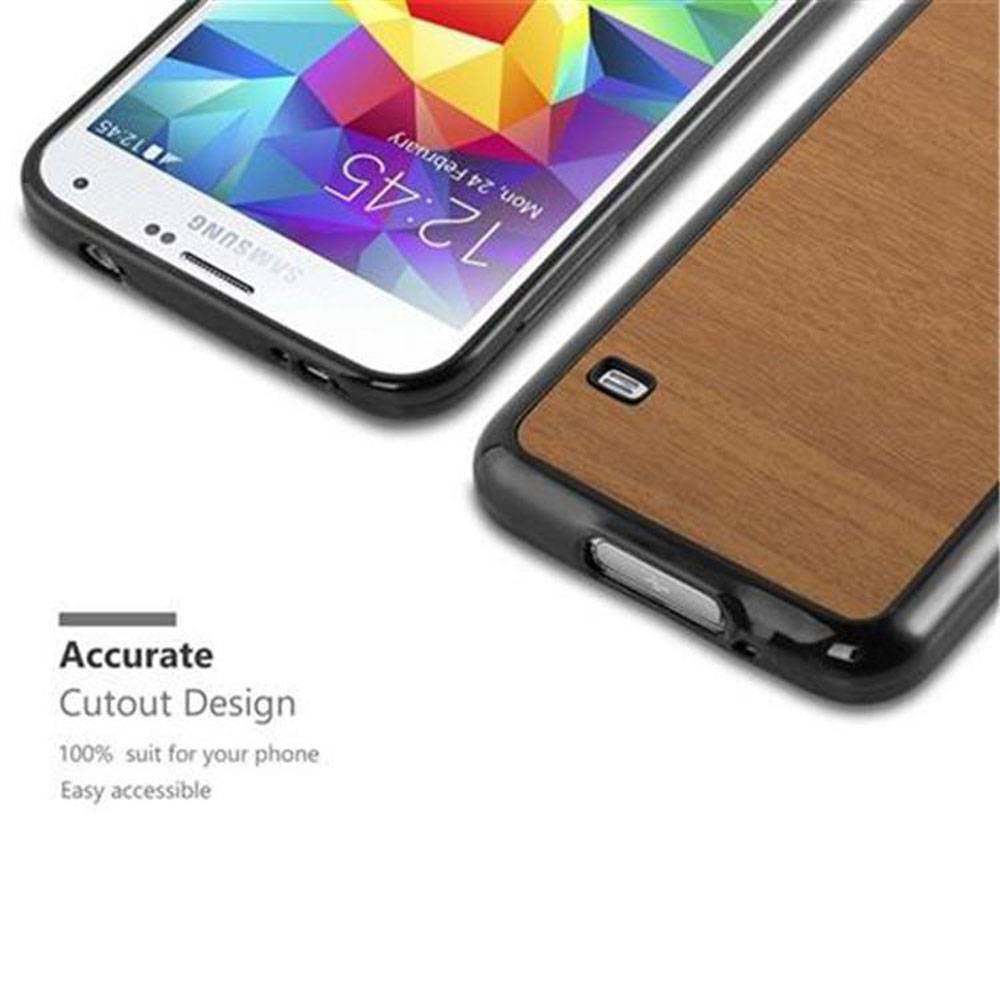Cadorabo Handyhülle für Samsung Galaxy S5 / S5 NEO in Braun Schutzhülle Hülle Etui Case Cover TPU Silikon