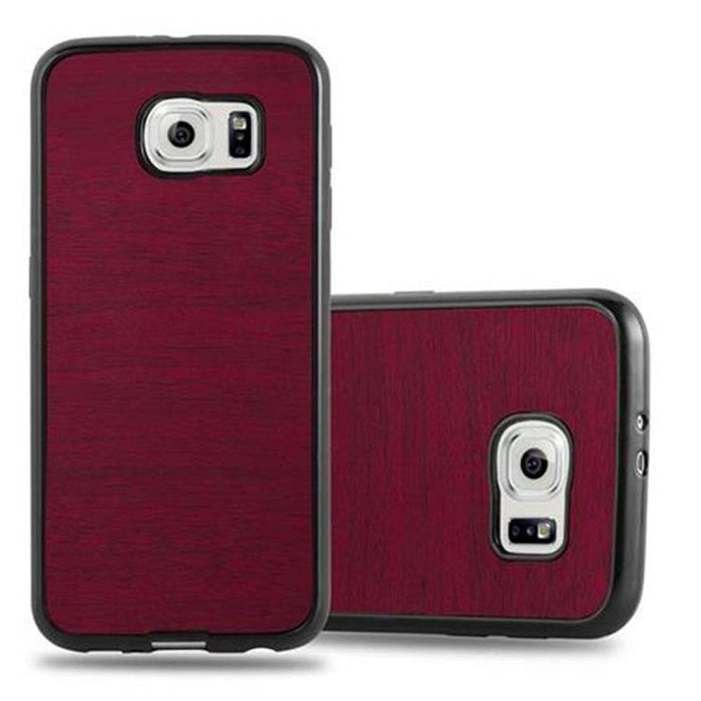 Cadorabo Handyhülle für Samsung Galaxy S6 in Rot Schutzhülle Hülle Etui Case Cover TPU Silikon