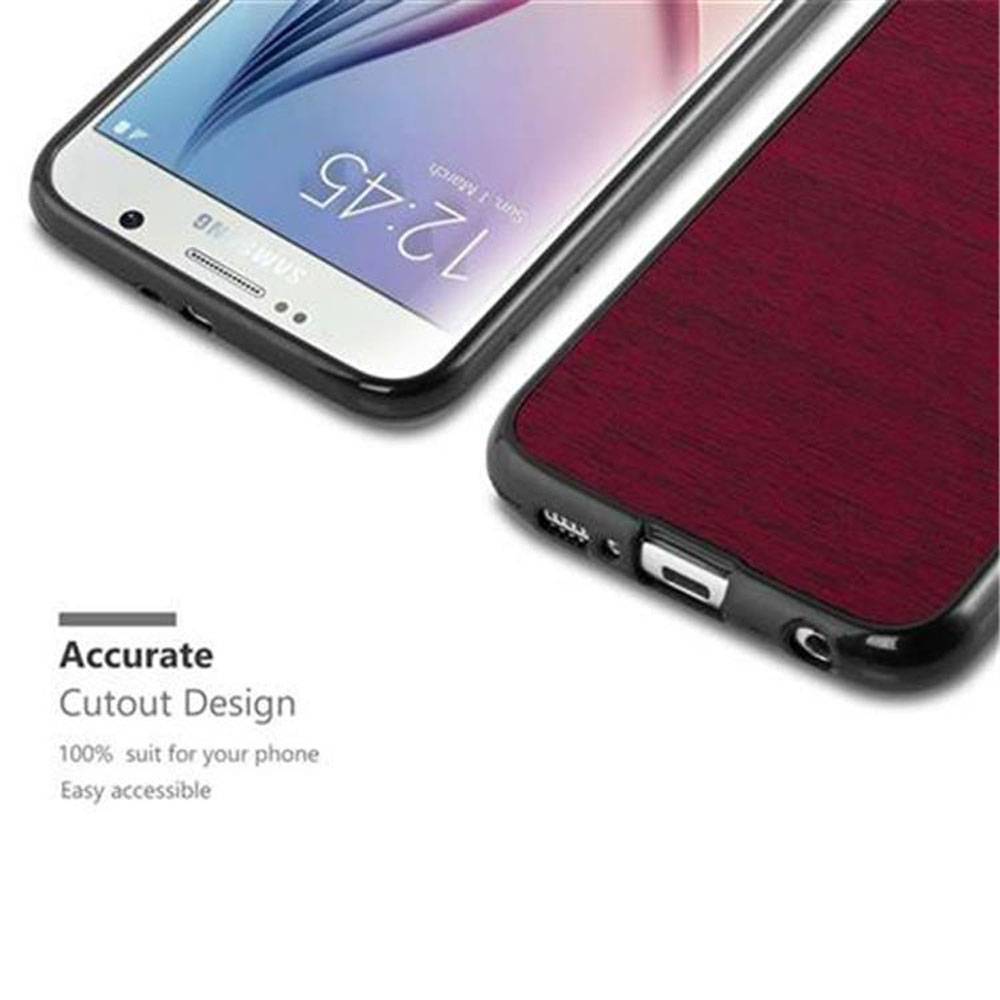 Cadorabo Handyhülle für Samsung Galaxy S6 in Rot Schutzhülle Hülle Etui Case Cover TPU Silikon
