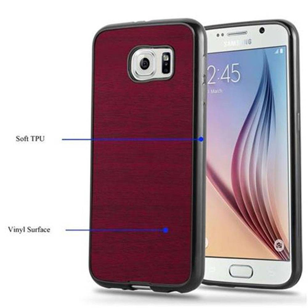 Cadorabo Handyhülle für Samsung Galaxy S6 in Rot Schutzhülle Hülle Etui Case Cover TPU Silikon