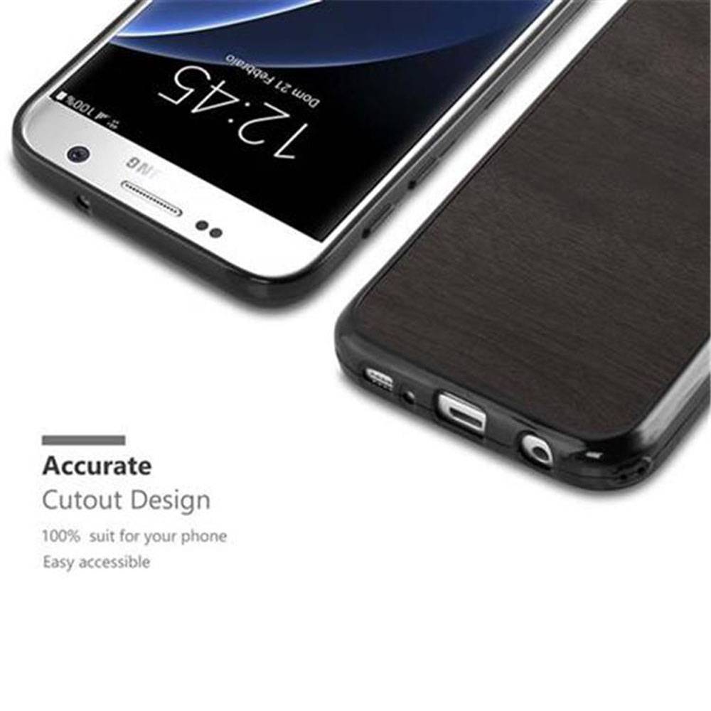 Cadorabo Handyhülle für Samsung Galaxy S7 in Schwarz Schutzhülle Hülle Etui Case Cover TPU Silikon