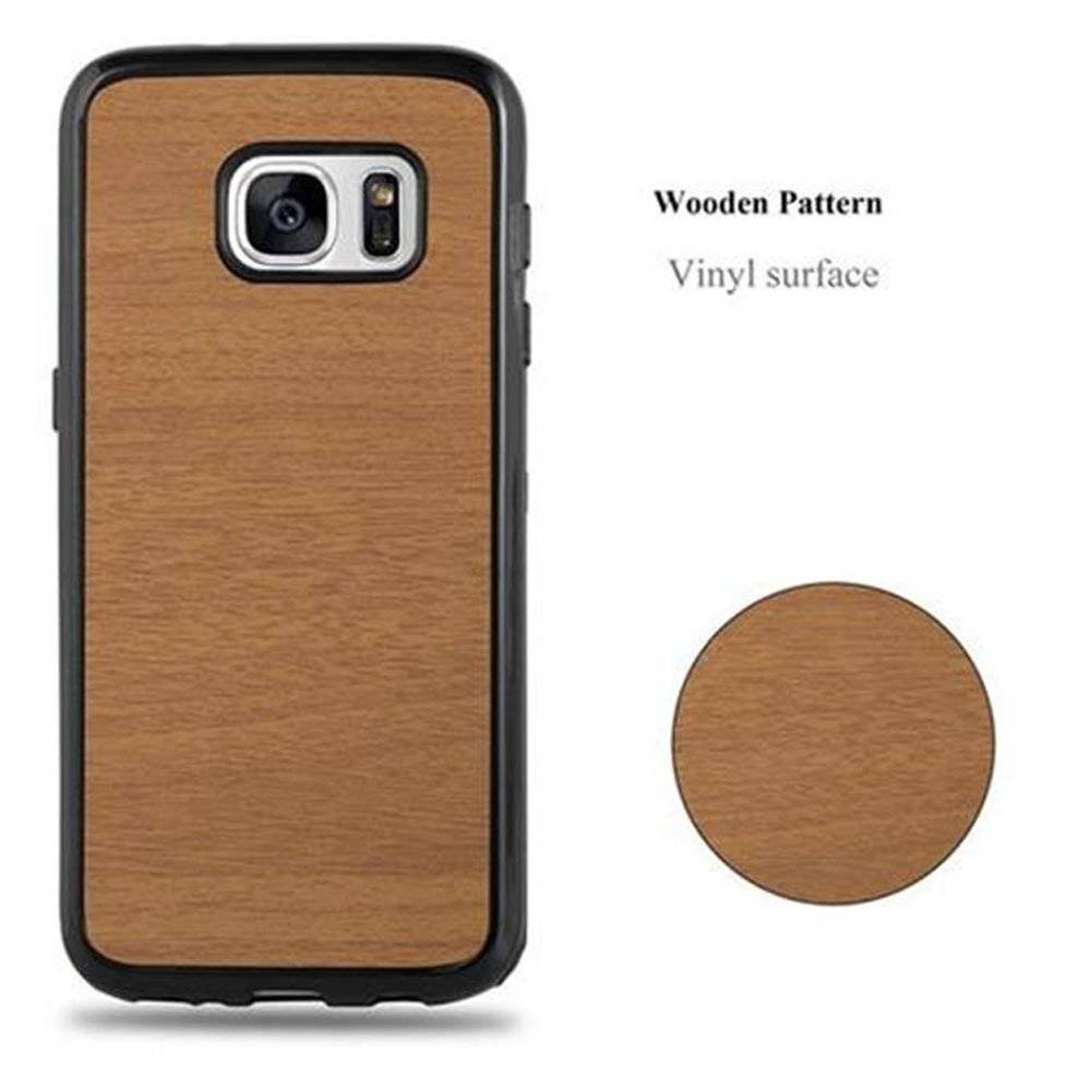 Cadorabo Hülle für Samsung Galaxy S7 Hülle in WOODEN BRAUN - Handyhülle aus TPU Silikon - Silikonhülle Schutzhülle Ultra Slim Soft Back Cover Ca