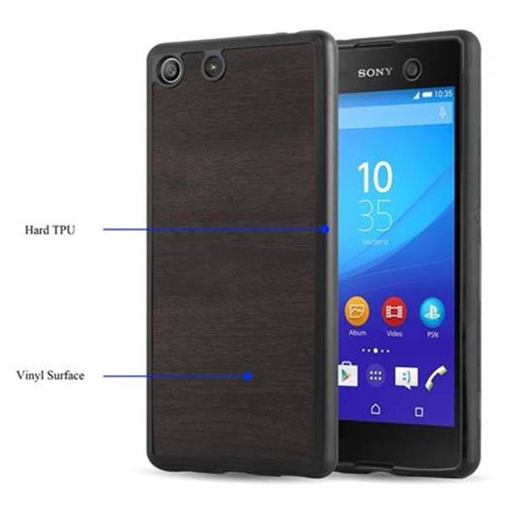 Cadorabo Handyhülle für Sony Xperia M5 in Schwarz Schutzhülle Hülle Etui Case Cover TPU Silikon