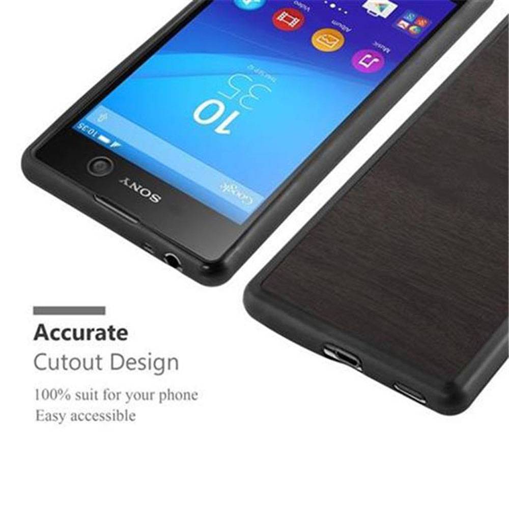 Cadorabo Handyhülle für Sony Xperia M5 in Schwarz Schutzhülle Hülle Etui Case Cover TPU Silikon