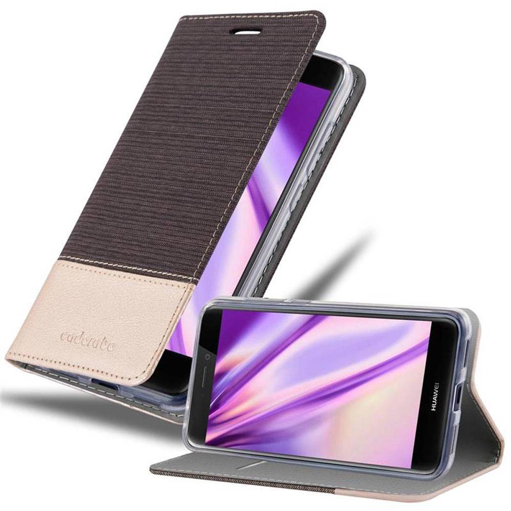 Cadorabo Hülle für Huawei P8 LITE 2017 / P9 LITE 2017 Schutzhülle in Grau Handy Hülle Etui Book Case Cover