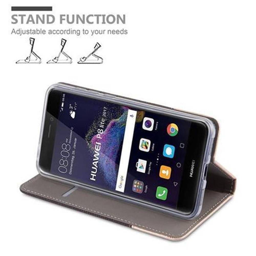 Cadorabo Hülle für Huawei P8 LITE 2017 / P9 LITE 2017 Schutzhülle in Grau Handy Hülle Etui Book Case Cover