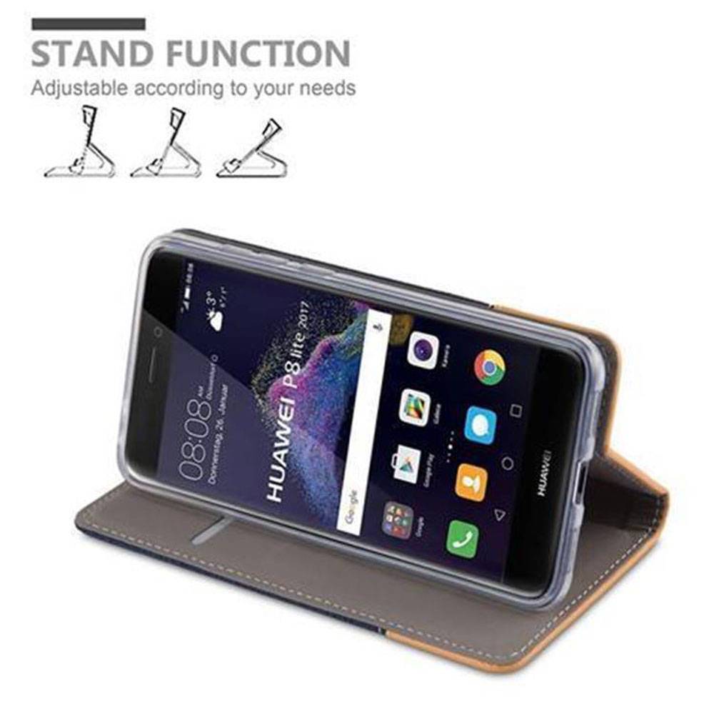 Cadorabo Hülle für Huawei P8 LITE 2017 / P9 LITE 2017 Schutzhülle in Blau Handy Hülle Etui Book Case Cover