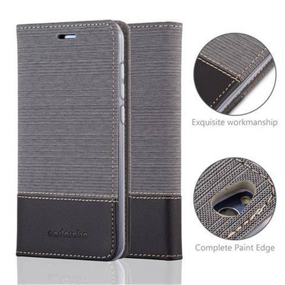 Cadorabo Hülle für Huawei P8 LITE 2017 / P9 LITE 2017 Schutzhülle in Grau Handy Hülle Etui Book Case Cover