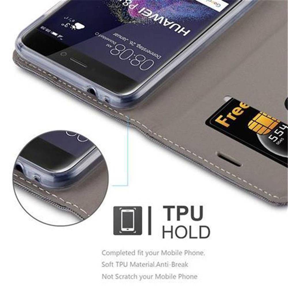 Cadorabo Hülle für Huawei P8 LITE 2017 / P9 LITE 2017 Schutzhülle in Grau Handy Hülle Etui Book Case Cover