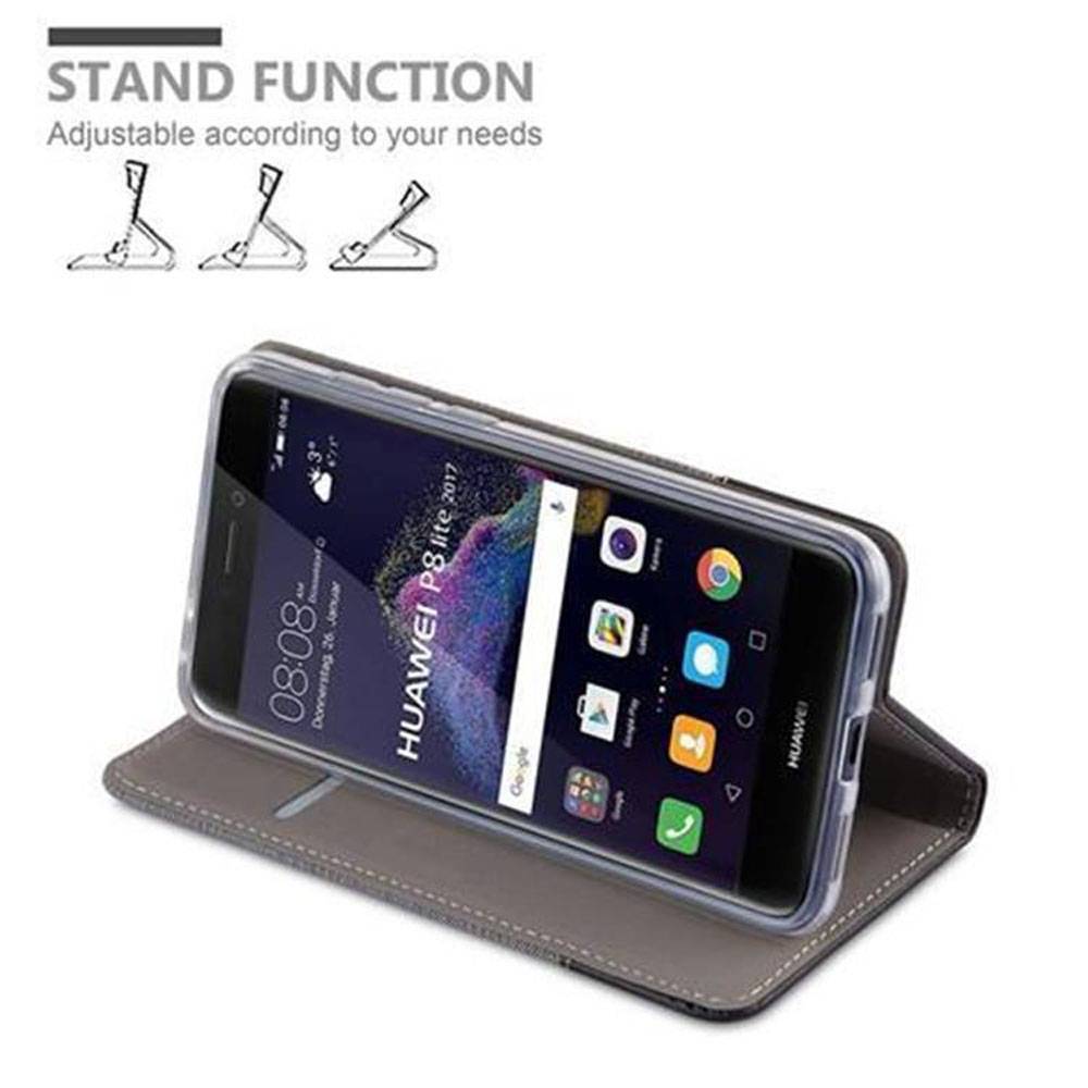 Cadorabo Hülle für Huawei P8 LITE 2017 / P9 LITE 2017 Schutzhülle in Grau Handy Hülle Etui Book Case Cover