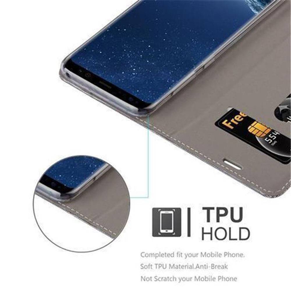 Cadorabo Hülle für Samsung Galaxy S8 Schutzhülle in Grau Handy Hülle Etui Book Case Cover