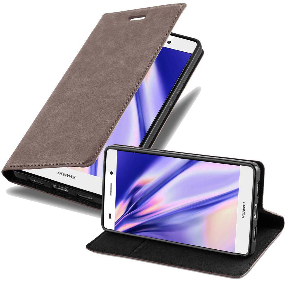 Cadorabo Hülle für Huawei P8 LITE 2017 / P9 LITE 2017 Schutz Hülle in Braun Handyhülle Etui Case Cover Magnetverschluss